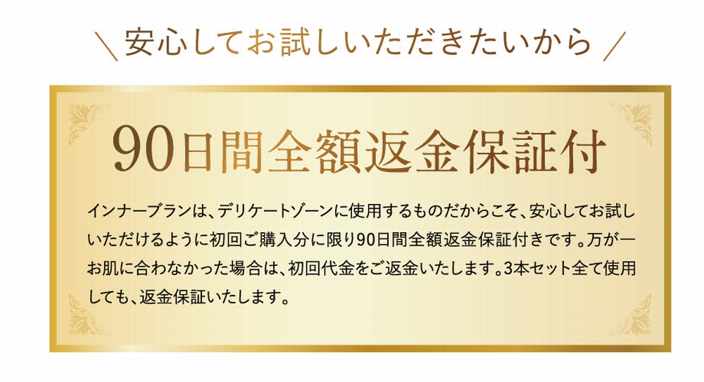 インナーブランは、全額返金保証
