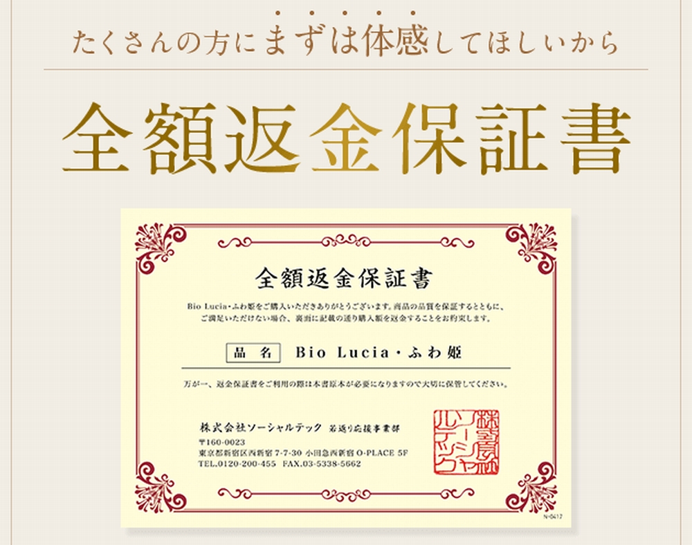 ふわ姫の全額返金保証